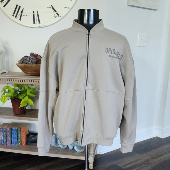 π§₯ Brooklyn Cloth Originals Men's Fleece Bomber Jacket β Size Large β Sand β NWT - Picture 3 of 16